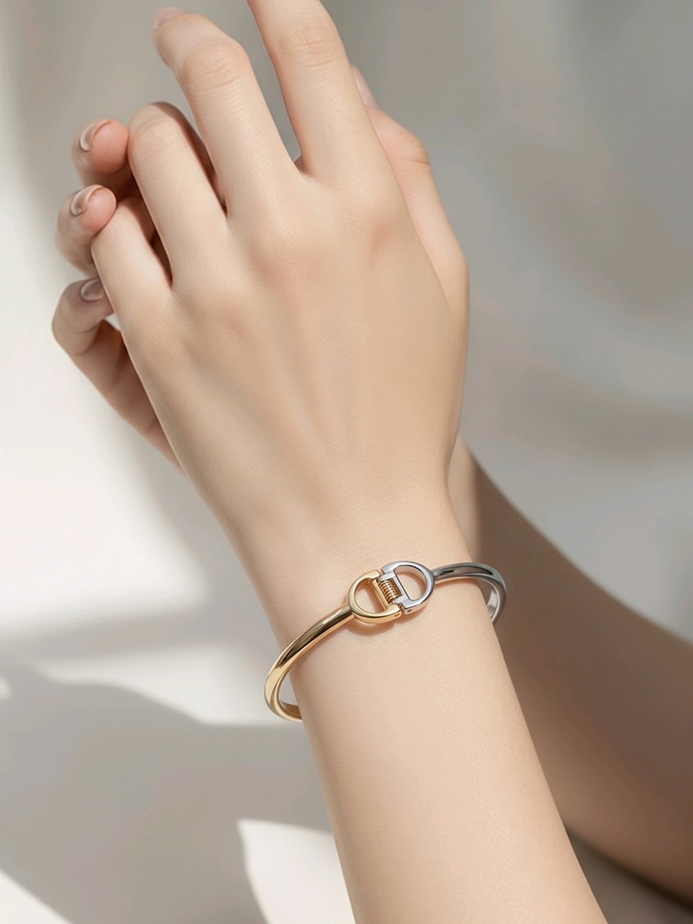 Kenneth Cole Two-Tone Sculptural Hinged Cuff Bracelet